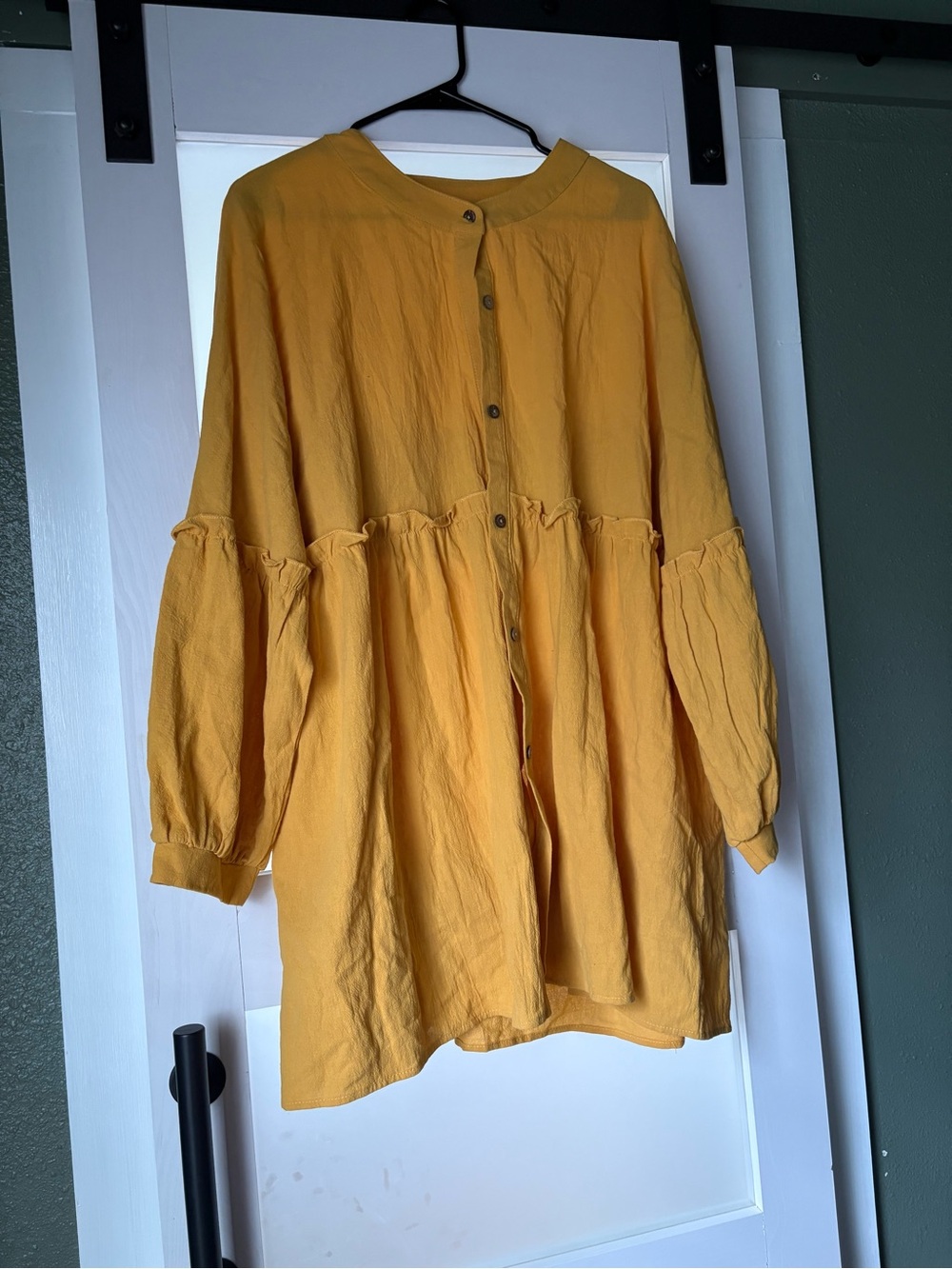 Relaxed Mustard Button-Front Women’s Trench Dress